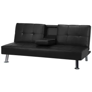 Sofa Bed ROXEN Black Faux Leather