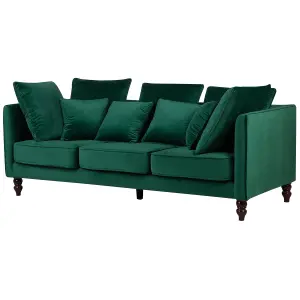 3 Seater Velvet Sofa Emerald Green FENSTAD