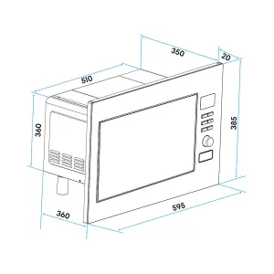 900W Stainless Steel Integrated Microwave and Grill 25L - Perfect for Your Kitchen