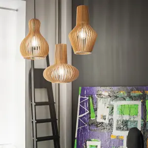 Luminosa Citrus 1 Light Ceiling Pendant Wood, E27