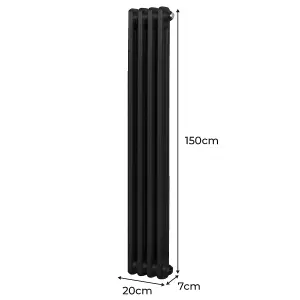 Traditional 2 Column Radiator - 1500 x 202 mm - Black