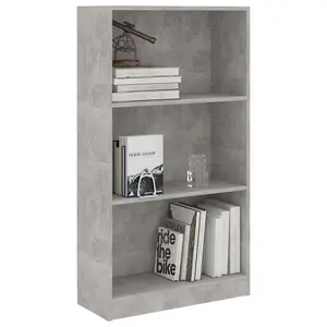 Berkfield 3-Tier Book Cabinet Concrete Grey 60x24x109 cm Engineered Wood