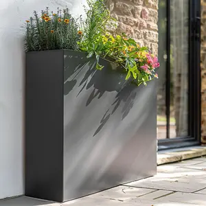 100cm Long Zinc Matte Grey 80cm Tall Trough Planter