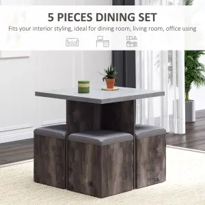 HOMCOM Dining Table w/ 4 Ottomans Seats Kitchen Home Furniture Set Modern Style