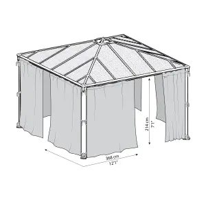 Palram - Canopia 3K Series Grey Gazebo curtain, Pack of 4 (L)2170mm (W)3660mm