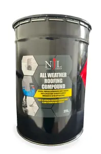 Njl Direct All Weather Roofing Compound Bitumen Waterproof Flat Roof Paint Coating 25L