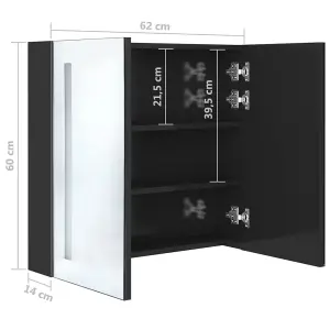 Berkfield LED Bathroom Mirror Cabinet Shining Black 62x14x60 cm