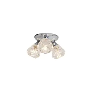 First Choice Lighting Pair of Polished Chrome Flush Fitting with Crystal Effect Glass Shades