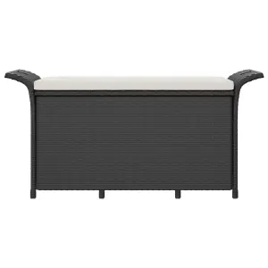 Berkfield Garden Bench with Cushion Black 116x46x57 cm Poly Rattan