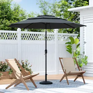 3-Tier Umbrella with Patio Umbrella Concrete Round Base No Wheels