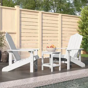 Berkfield Garden Adirondack Chairs with Table HDPE White