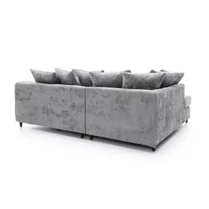 Harriet Crushed Chenille Left Facing Corner Sofa in Light Grey