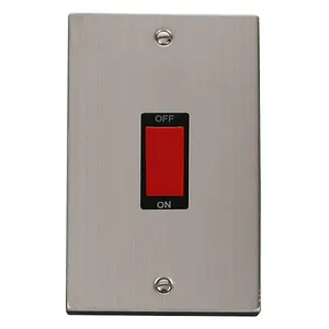 Stainless Steel 2 Gang Size 45A Switch - Black Trim - SE Home