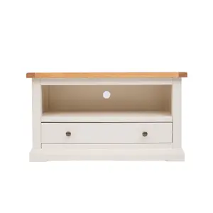 Castelli Off White 1 Drawer TV Cabinet Brass Knob