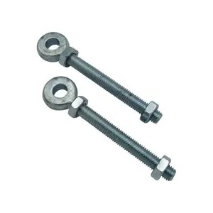 X2 20MM x 150MM Zinc Plated Swing Gate Eye Bolts With 2 Nuts (Bright Gate Hinge Eyebolt)