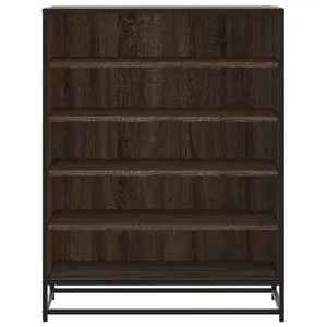 Berkfield Shoe Cabinet Brown Oak 75x38x97.5 cm Engineered Wood and Metal