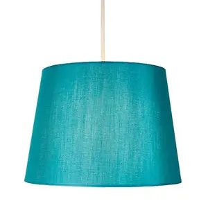 Traditionally Designed Medium 10 Drum Lamp Shade in Sleek Teal Faux Silk Fabric