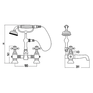 Nes Home Trafford Twin Hot and Cold Basin Taps & Bath Shower Mixer Tap Chrome