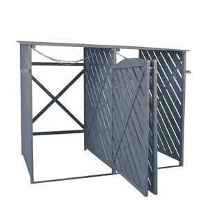 Wooden Double Wheelie Bin Storage - Grey