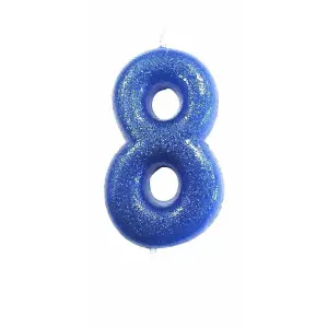 Anniversary House Glitter 8th Birthday Candle Blue (One Size)