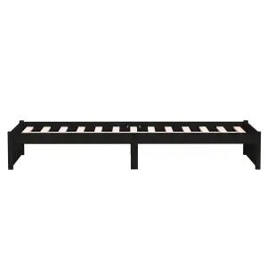 Berkfield Bed Frame Black Solid Wood 75x190 cm Small Single