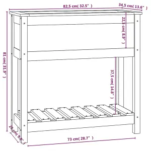 Berkfield Planter with Shelf Grey 82.5x34.5x81 cm Solid Wood Pine