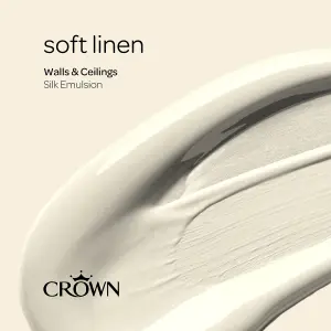 Crown Walls & Ceilings Silk Emulsion Paint Soft Linen - 5L