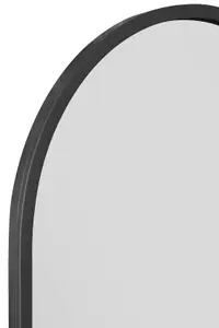 MirrorOutlet Arcus - Black Framed Arched Leaner / Wall Mirror 55" X 27.5" (140CM X 70CM)