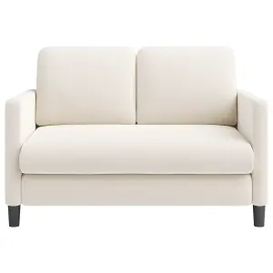 Neche 2 Seater Small Couch, Teddy Velvet Loveseat Sofa for Bedroom - Off White