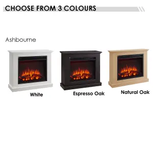 FLAMME Ashbourne Fireplace with 32" surround with 2kW Fireplace Heater Espresso Oak Multiple Colours Available