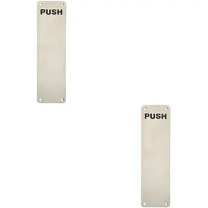 2x Push Engraved Door Finger Plate 300 x 75mm Satin Stainless Steel Push Plate