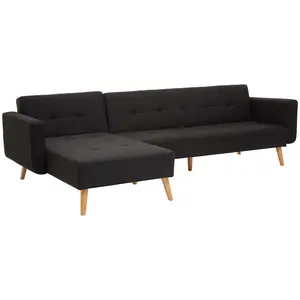 Interiors by Premier Hagen Black Large Corner Sofa Bed