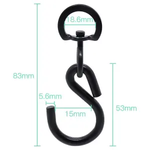 Black Swivel S Hook with Closed D Ring - Heavy Duty Hanging Plant Basket Hooks