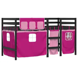 Berkfield Kids' Loft Bed with Curtains without Mattress Pink 90x200 cm