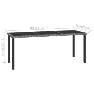 Berkfield Garden Dining Table Grey 180x70x73 cm Poly Rattan