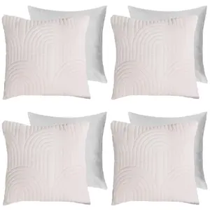 OHS 4 Pack Arches Pinsonic Filled Cushion Covers, Cream - 45 x 45cm