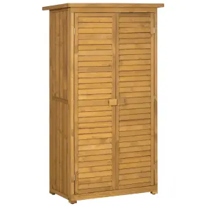 Outsunny Wooden Garden Storage Shed, 3 Shelves Tool Cabinet, Natural