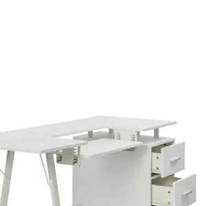 Sewing Online Large White Sewing Table with 3 Drawers, with Adjustable Platform