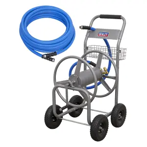 Sealey Heavy Duty Hose Reel Cart With 15M 19mm Hot Cold Rubber Hose HRKIT15