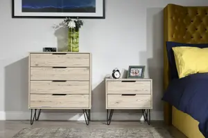 Ready assembled Matt oak effect 4 Drawer Chest of drawers (H)910mm (W)765mm (D)395mm