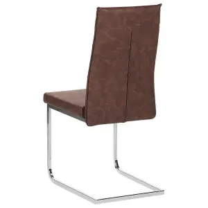 Set of 2 Dining Chairs ROCKFORD Faux Leather Brown