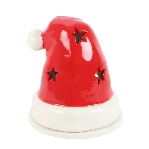 Something Different Santa Hat Tealight And Incense Cone Holder Red/White (One Size)