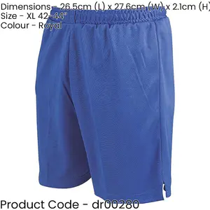 XL - ROYAL BLUE Adult Soft Touch Elasticated Training Shorts Bottoms - Football