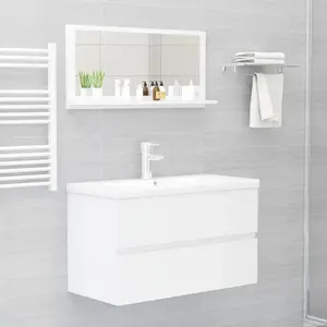 Dorlene Framed Wall Mounted Bathroom Mirror High Gloss White / 80 cm