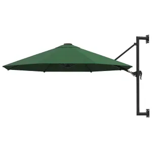 Berkfield Wall-Mounted Parasol with Metal Pole 300 cm Green