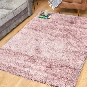 Rose Pink Thick Shaggy Rug - California