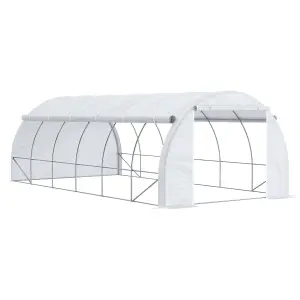 Outsunny 6 x 3 x 2 m Polytunnel Greenhouse Pollytunnel Tent w/ Steel Frame White