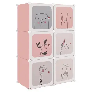 Berkfield Cube Storage Cabinet for Kids with 6 Cubes Pink PP