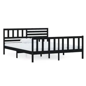 Berkfield Bed Frame Black Solid Wood 120x200 cm