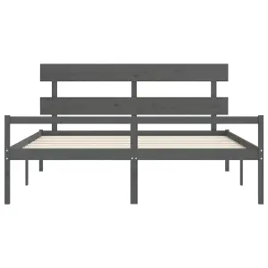 Berkfield Bed Frame with Headboard Grey 200x200 cm Solid Wood